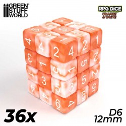 36x D6 12mm Dice - Orange...