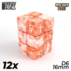 12x D6 16mm Dice - Orange...