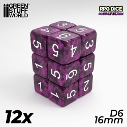 12x D6 16mm Dice - Purple...