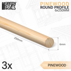 Pinewood Round Rod 6x250mm