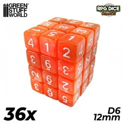 36x D6 12mm Game Dice - Orange