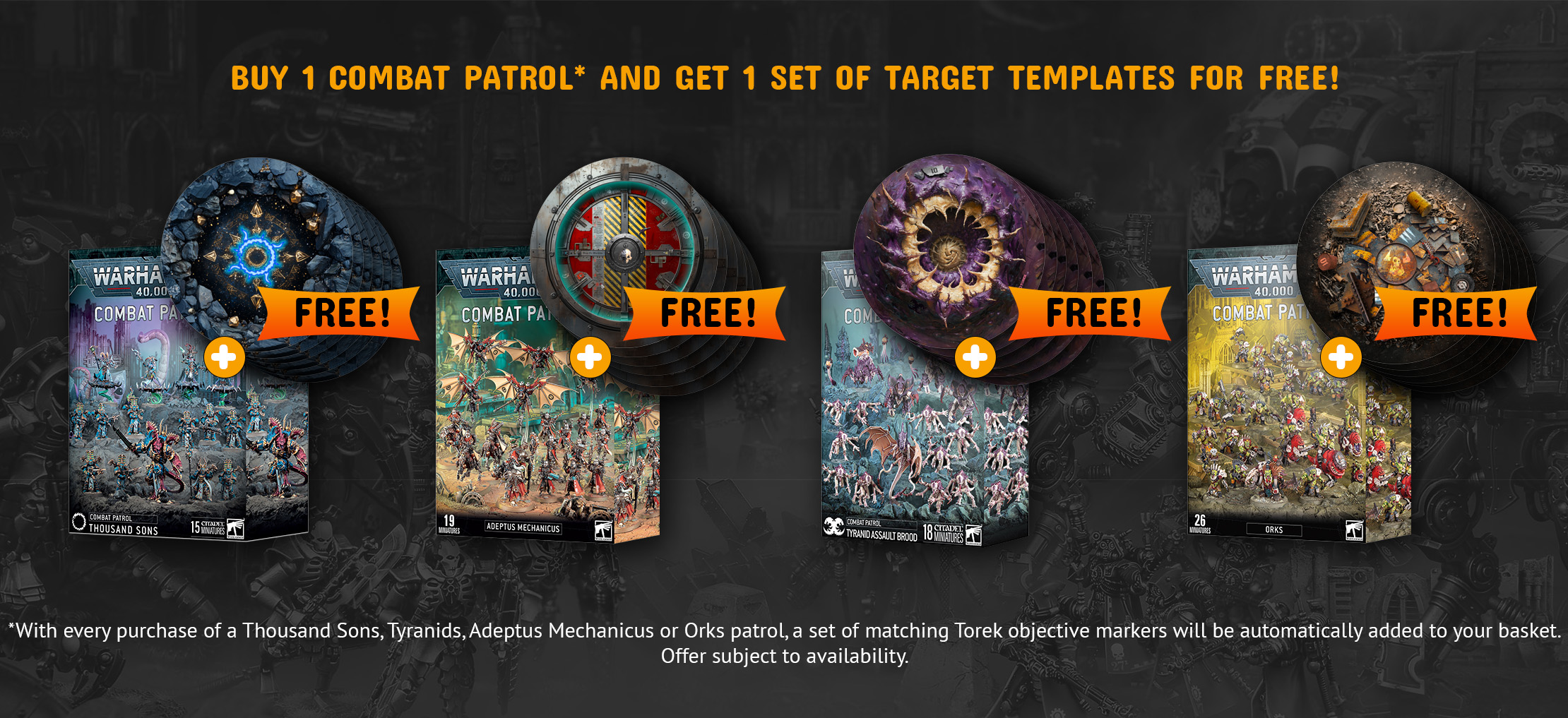 Buy 1 Combat Patrol and get 1 set of target templates for free!